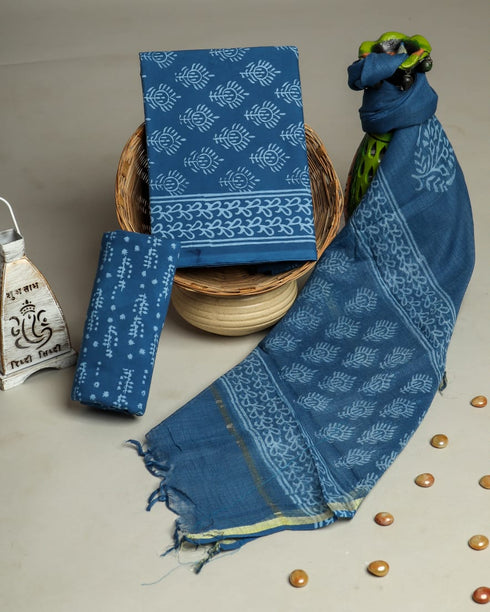 Buti Print Cotton Suit Set with Kota Doria Dupatta (3CKD61)